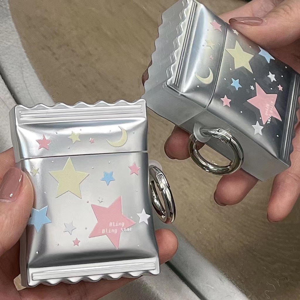 Vỏ Bảo Vệ Hộp Sạc Tai Nghe AirPods Pro2 2022 New 1 2 3 Pro Apple Không Dây Hình Kẹo / Ngôi Sao Màu Hồng / Bạc Có Móc Treo