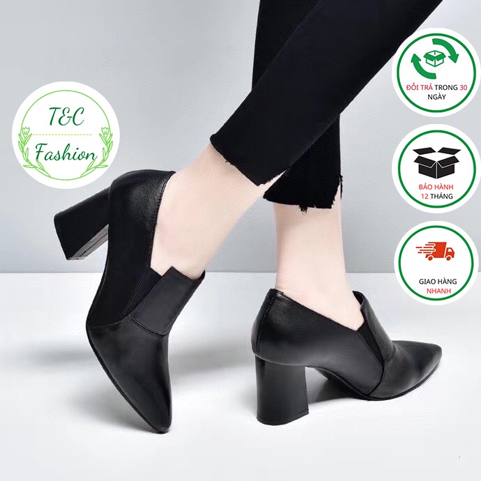 Giày Bốt Cổ Thấp T&C 025 , giày bốt nữ, cổ thấp, chùn thun,thời trang công sở.