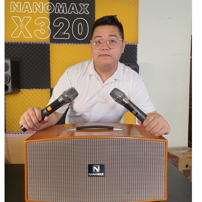 Loa xách tay karaoke Nanomax X320 công xuất lớn cực hay kèm 2 mic không dây. Nhỏ gọn thuận tiện xách đi chơi di lịch xa