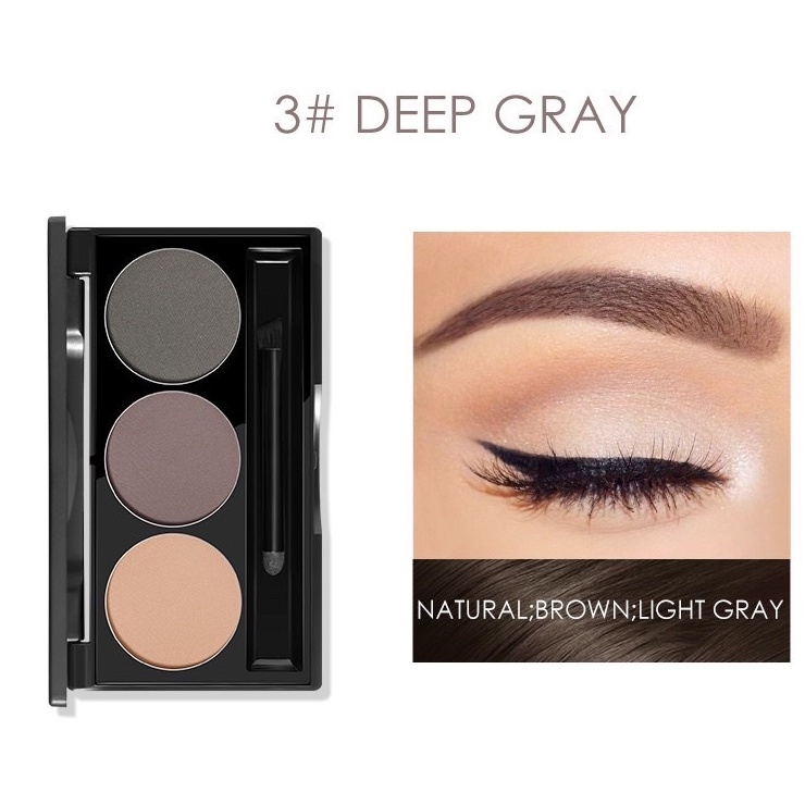 Bảng phấn tán mày FOCALLURE trang điểm lông mày 3 màu kèm cọ