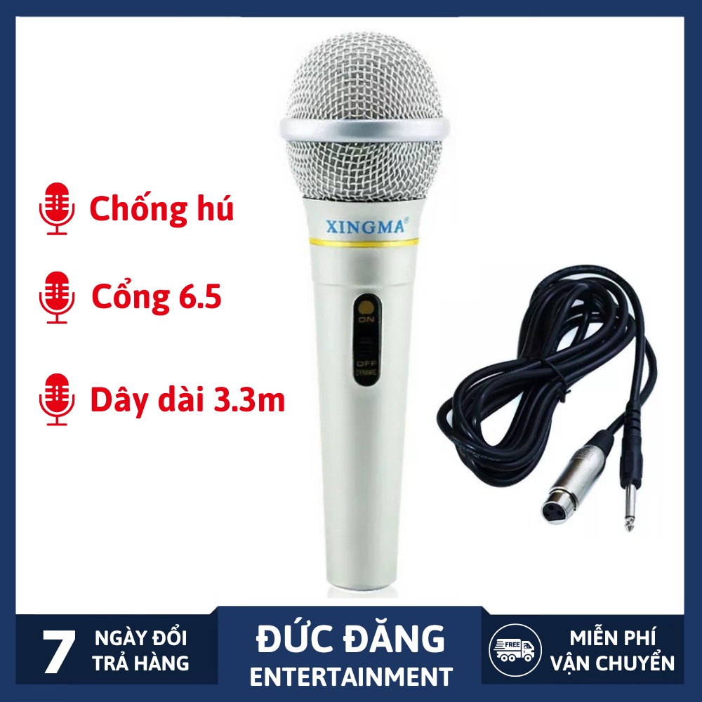 Mic hát Karaoke Xingma Ak-319 dây dài 3,3 mét âm thanh trong trẻo, lọc tạp âm Micro phòng thu,bắt âm tốt,giọng hay.