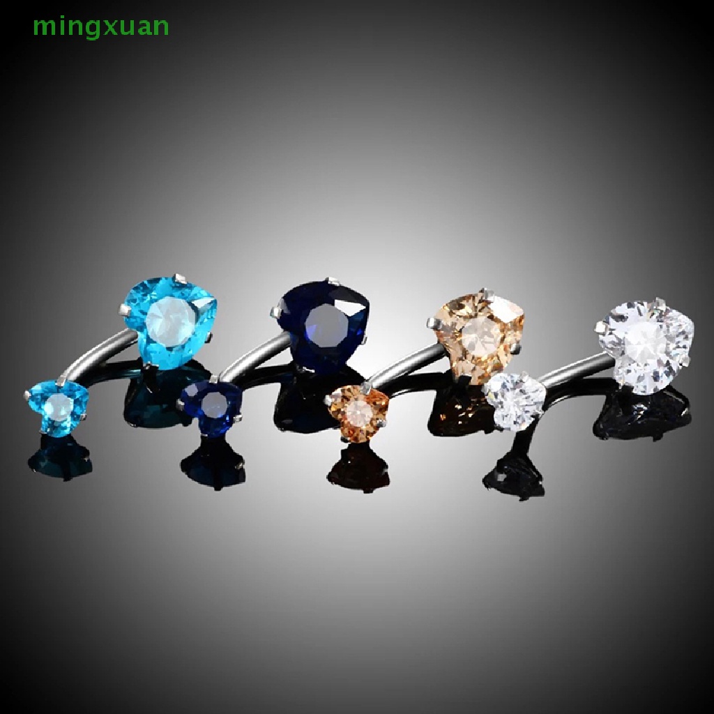 Khuyên Rốn Bằng Thép Không Gỉ Đính Đá Zircon Hình Trái Tim Dễ Thương