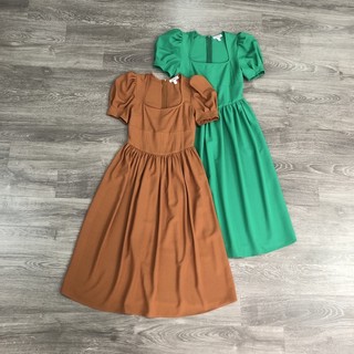 Đầm Midi Cổ vuông chất kate thun co giãn Express(2918)