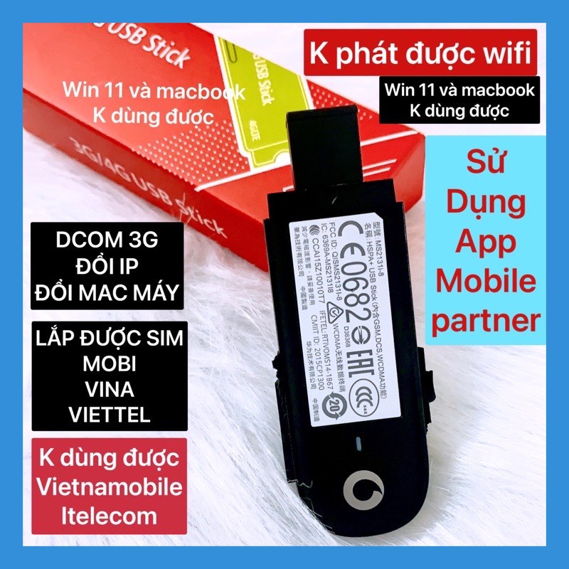 Dcom 3G MS2131 , usb Dcom 3G Huawei, sử dụng đa mạng , dcom đổi ip đổi mac
