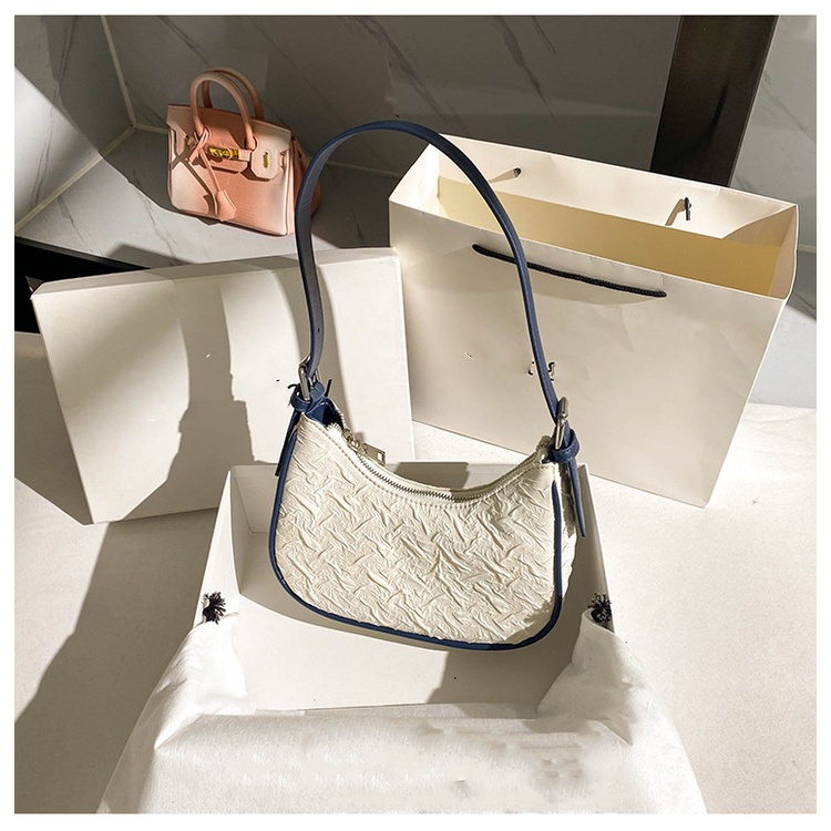 Túi Xách Đeo Dưới Cánh Tay Chất Liệu Denim Thêu Họa Tiết Kiểu Retro