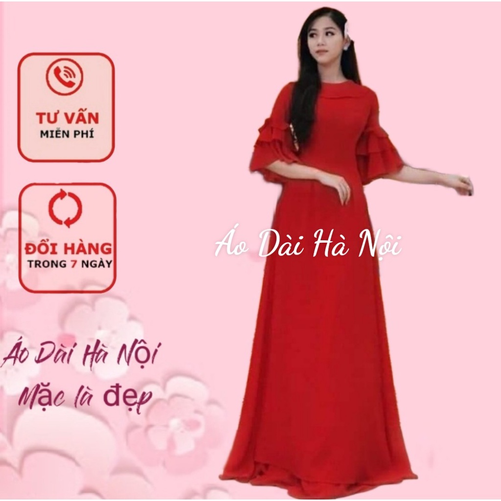 Áo dài lụa tay bèo tiểu thư - Áo Dài Hà Nội