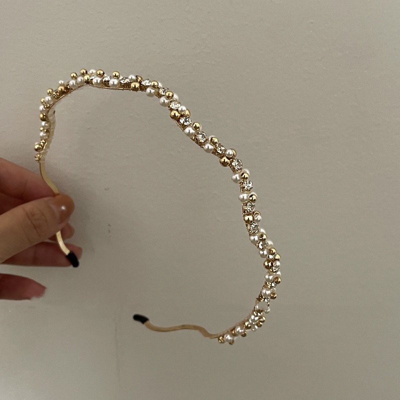 Băng Đô Cài Tóc Đính Ngọc Trai Zircon Kiểu Pháp Đơn Giản Sang Trọng