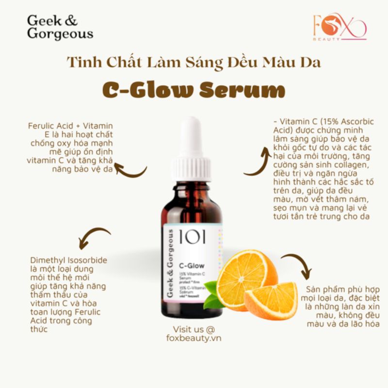 Tinh chất dưỡng da Geek &amp; Gorgeous C-Glow Serum 30ml