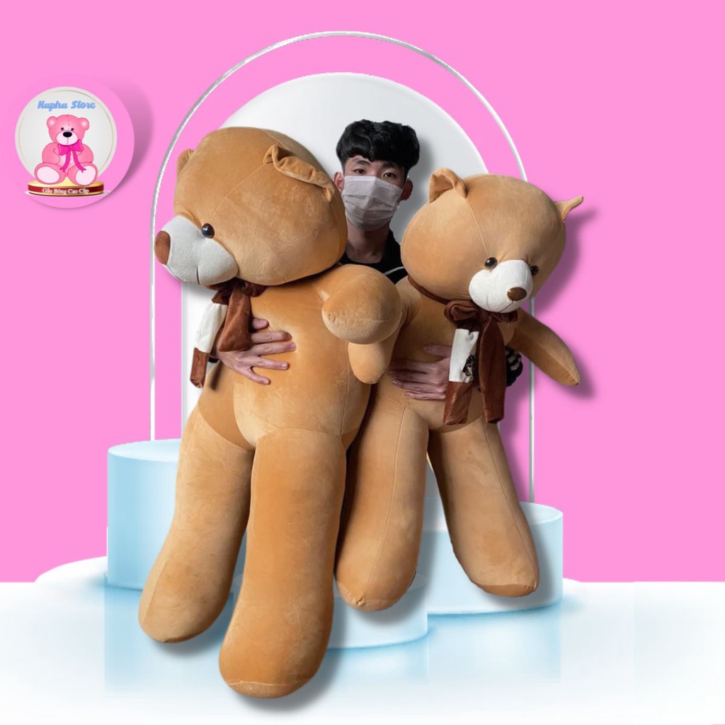 Gấu Bông Teddy Khăn, Gối Ôm Hình Thú Nhồi Bông Cho Bé, Quà Tặng Đáng Yêu, Vải Nhung Hàn Quốc Size 1m-1m3
