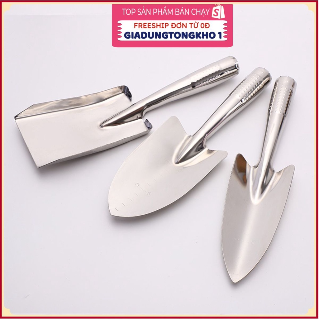 (Bán Buôn Sỉ) Xẻng làm vườn inox, trồng rau, xới đất