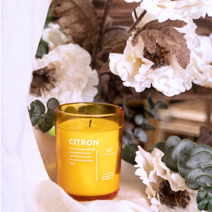 Nến Thơm Citron Hương Quế Và Chanh Vàng Giúp Thư Giãn Sảng Khoái, Manor Candle