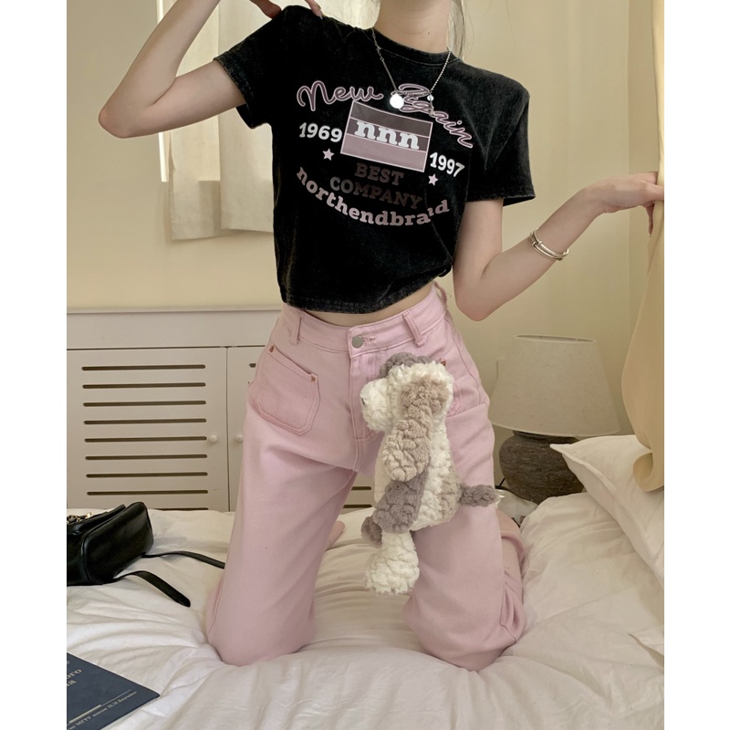 Cocory vn Áo Thun Nữ Ngắn Tay Cổ Tròn In Hình Thời Trang