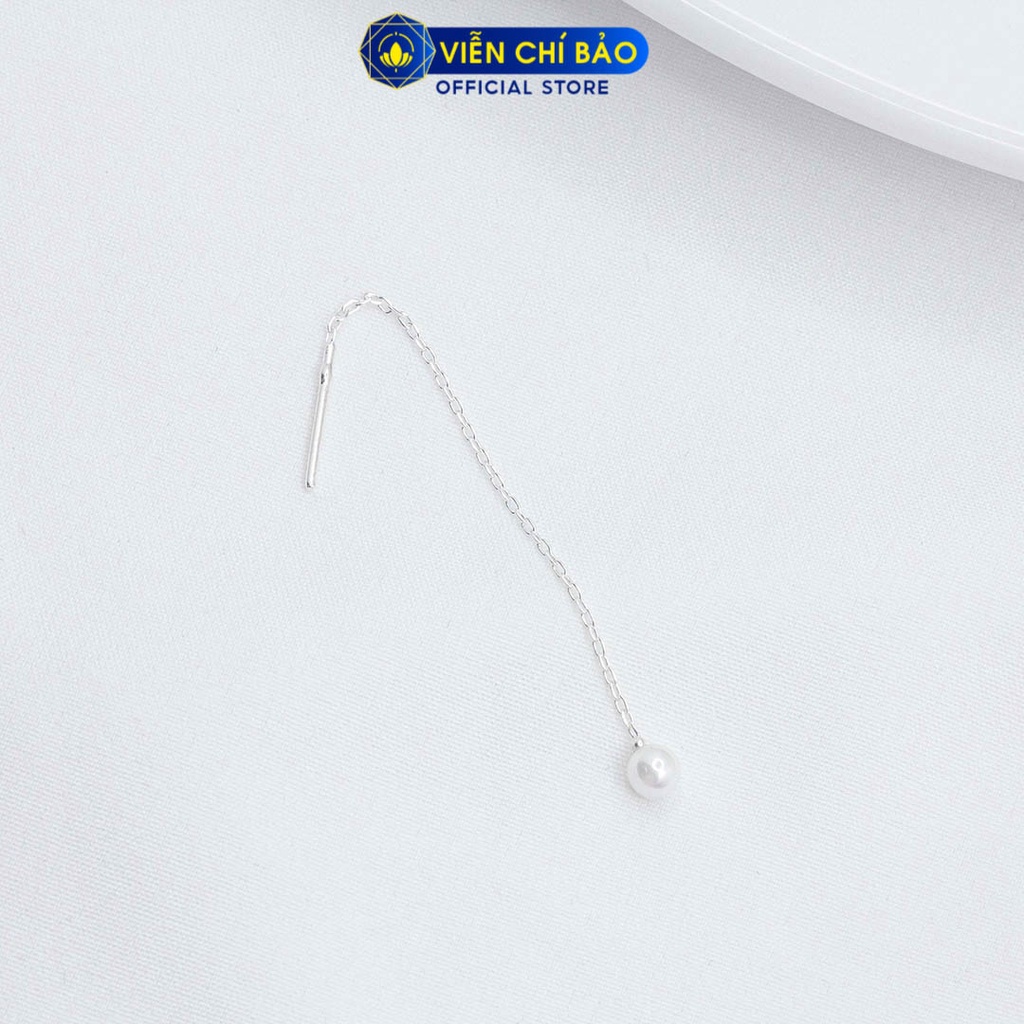 Bông tai bạc nữ trái châu dài chất liệu bạc S925 thời trang phụ kiện trang sức nữ thương hiệu Viễn Chí Bảo B400495