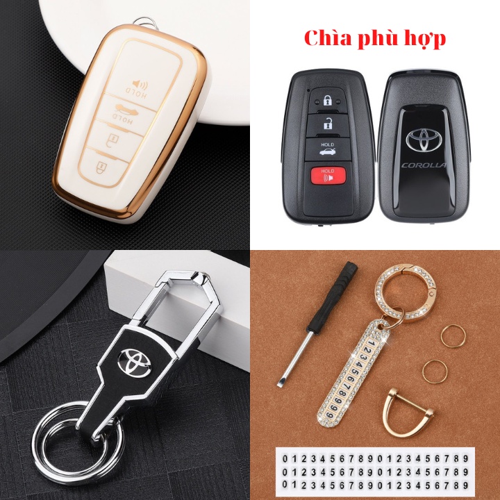 Bao Da, Vỏ Bảo Vệ, Ốp Chìa Khóa, Bọc Chìa Khóa Cao Cấp Dùng Cho Xe Toyota Altis, Corolla Cross Camry Highlander Mẫu Mới