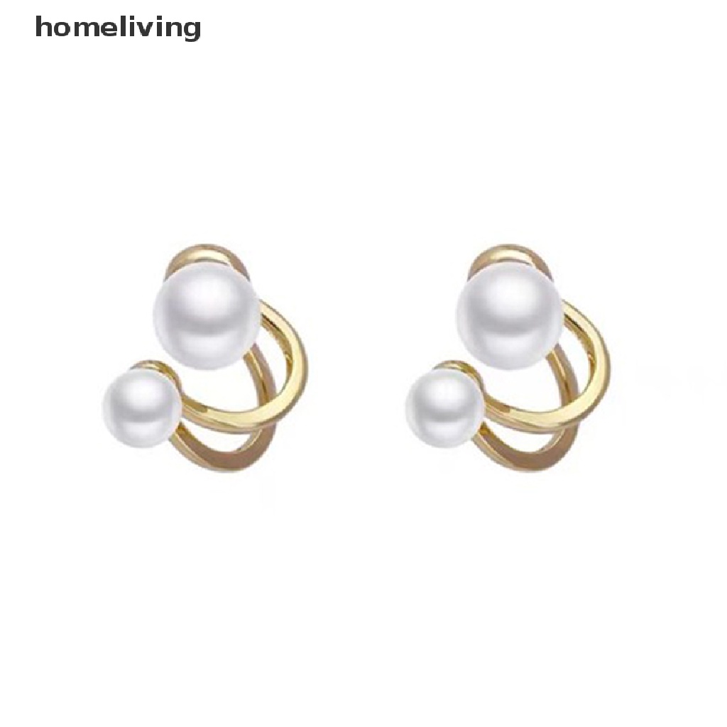 1 Cặp Bông Tai Ngọc Trai Đôi Đính Đá Dễ Thương