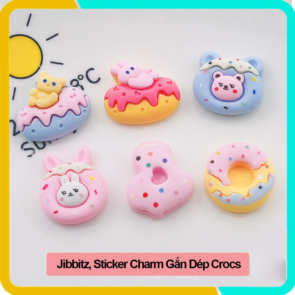 Sticker Gắn Dép, Jibbitz, Charm Trang Trí  Hình Bánh Rán Cute, Chất Liệu Nhựa Cứng ST03
