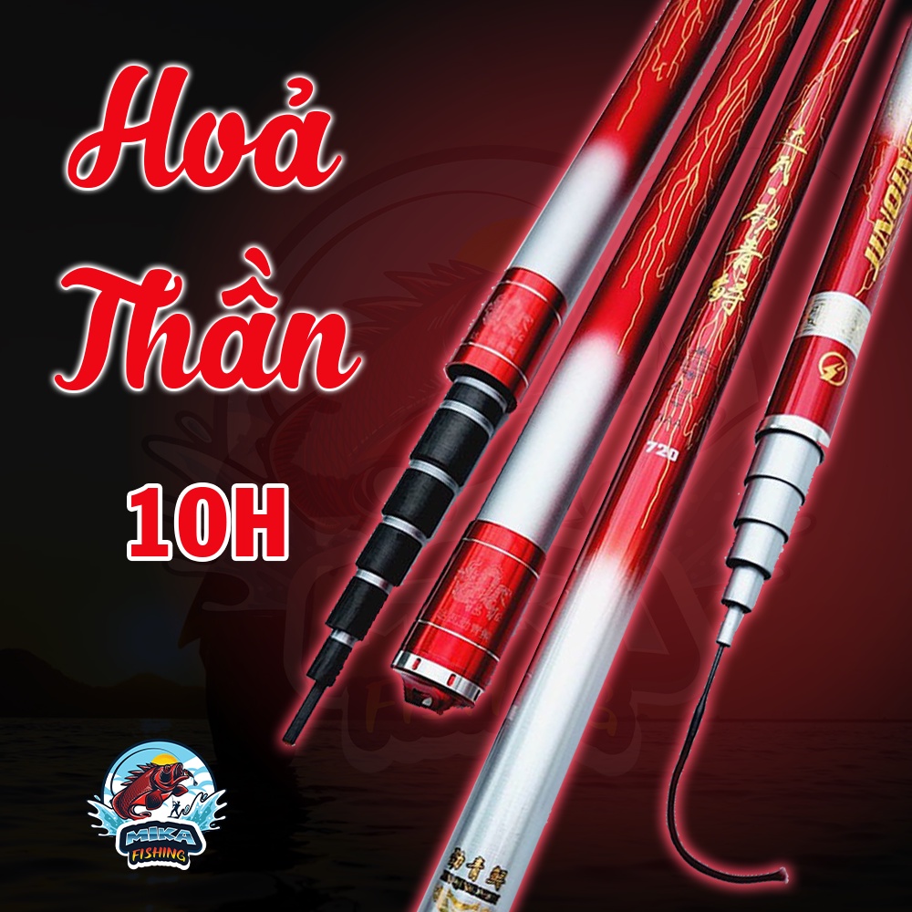 (Tặng ngọn, phao, trục) Cần Câu Tay Hoả Thần 10h, - Mika fishing