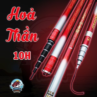 Cần câu tay, câu đơn, câu đài hoả thần 10h, tặng ngọn, phao, trục - Mika fishing