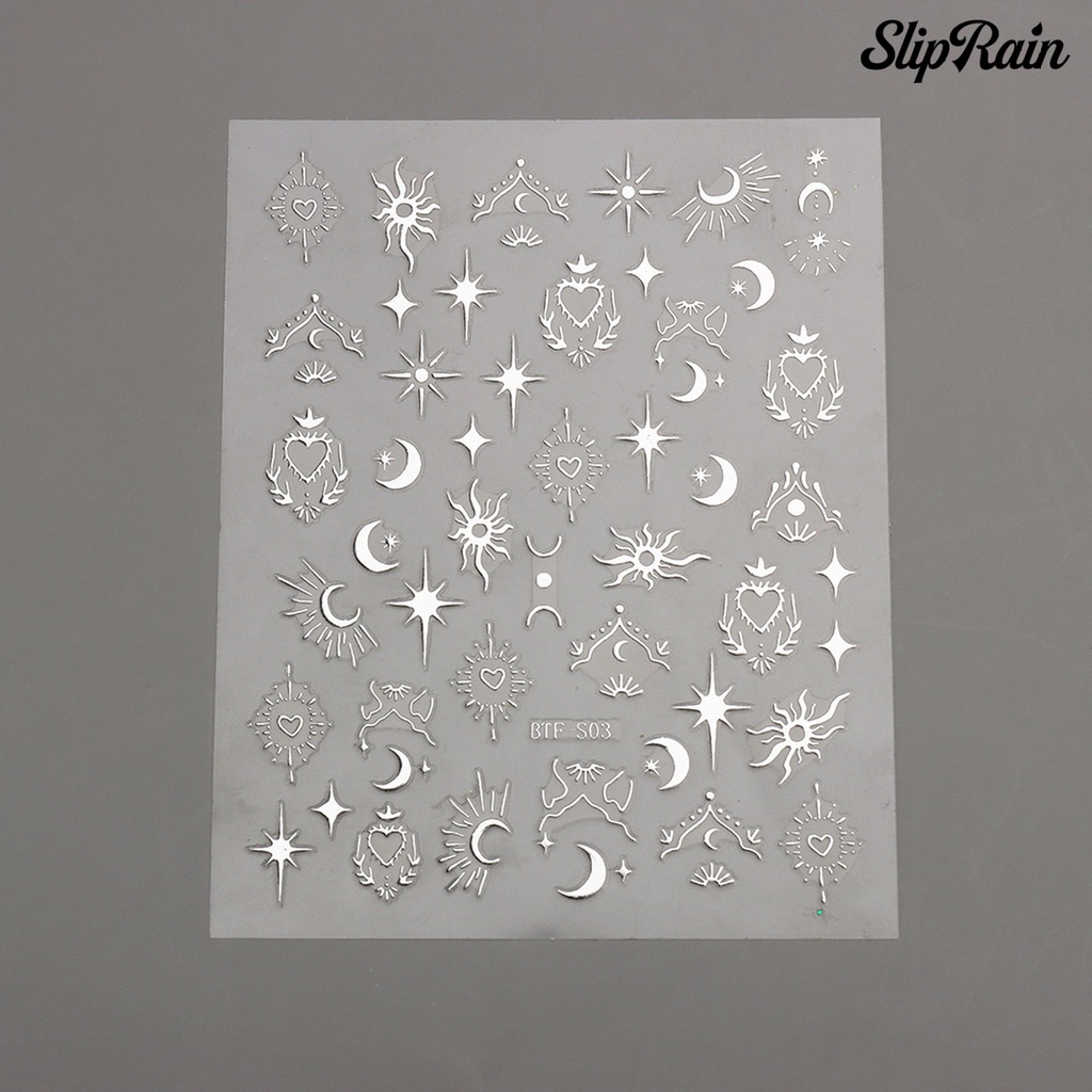❤Set 2 Tấm Sticker Dán Móng Tay Hình Trăng Sao Ba Chiều Lấp Lánh Không Phai Màu