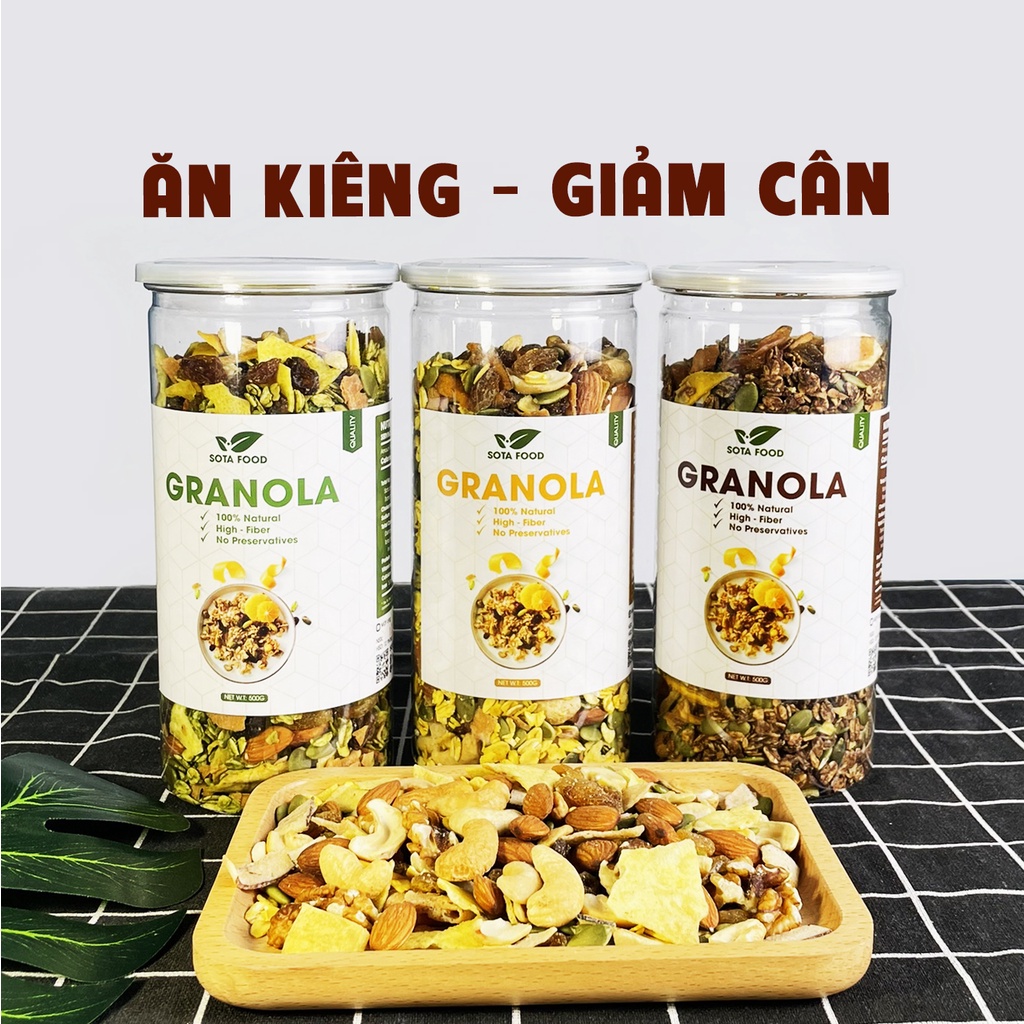 Granola Ngũ Cốc Ăn Kiêng Siêu Hạt 20% Yến Mạch - Giảm Cân, Ăn Vặt, Bữa Phụ Tiện Lợi Sotafood