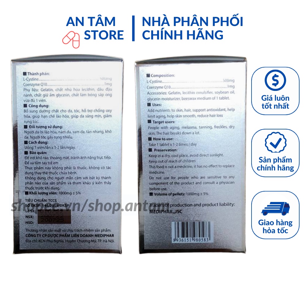 Viên uống L-CYSTINE  ngăn ngừa rụng tóc nám tàn nhan