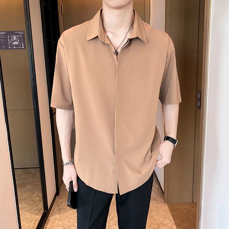 Sơ mi nam Ngắn Tay form rộng unisex GIẤU CÚC hiện đại, chất liệu mềm mịn, chống nhăn DIRAZO