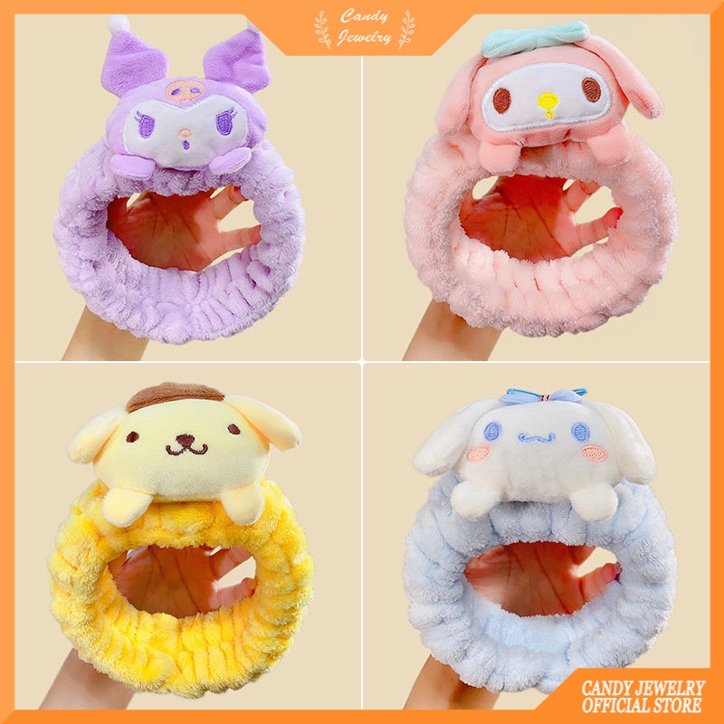 MANYUE Cài tóc rửa mặt co giãn bản rộng hình chú cún Yugui dễ thương