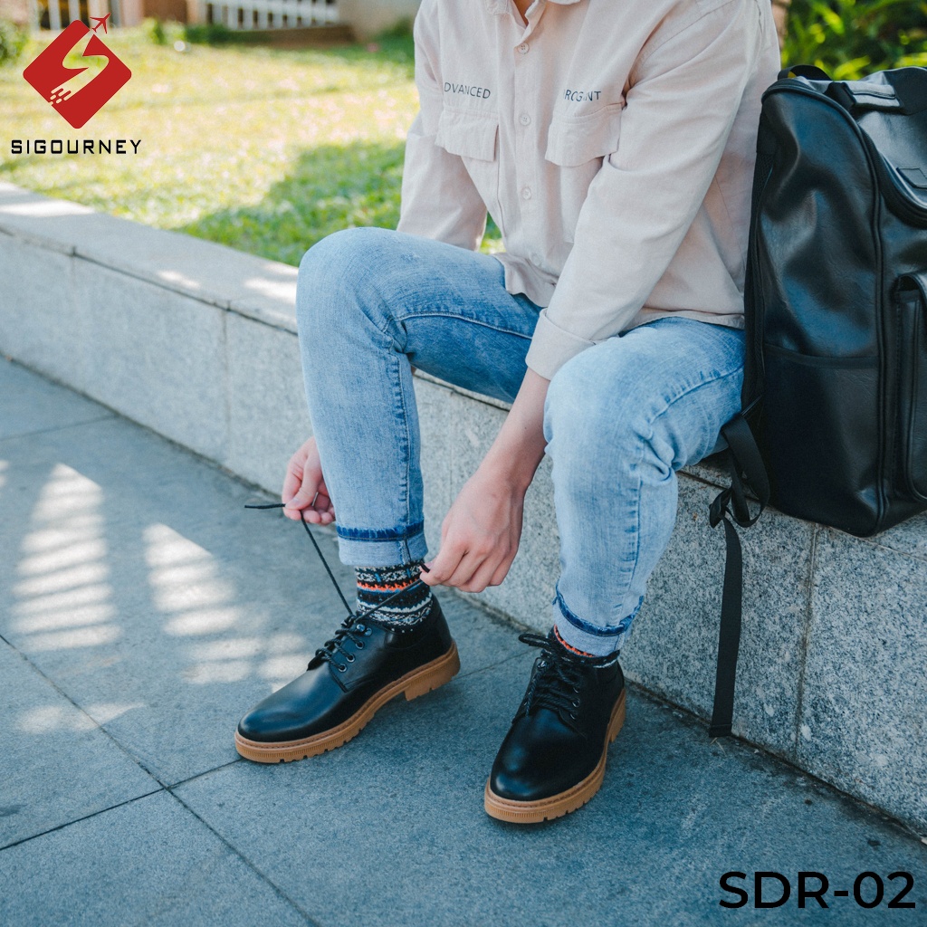 Giày đốc nam da bò cao cấp nhập khẩu SIGOURNEY màu đen SDR02 bảo hành 18 tháng
