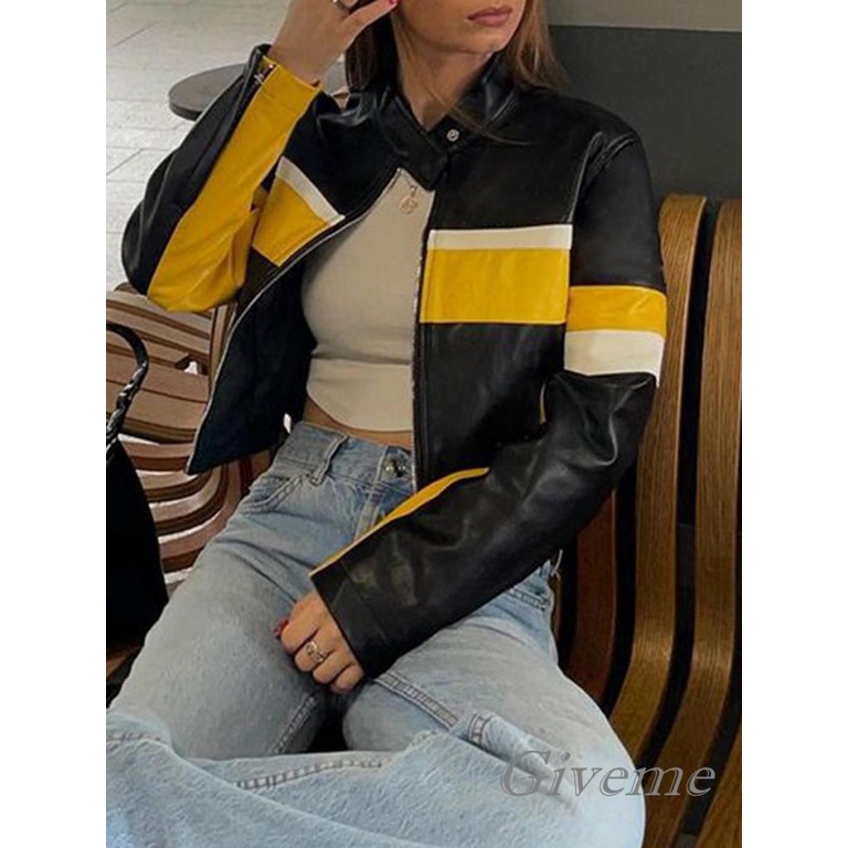 Áo Khoác Khóa Kéo Phong Cách Harajuku Vintage Thời Trang Nữ Y2K