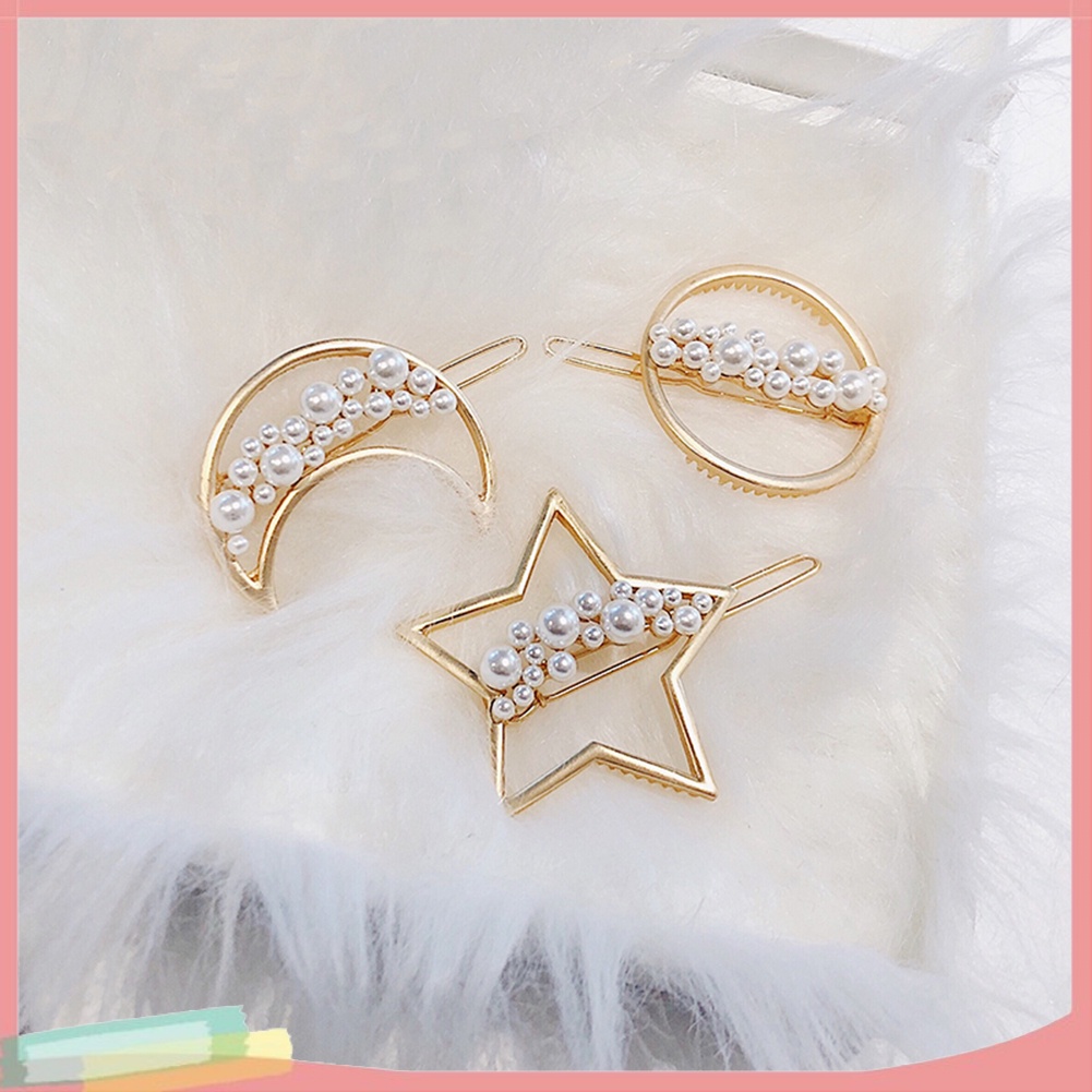 Kẹp tóc hình mặt trăng / ngôi sao đính đá thời trang cho nữ