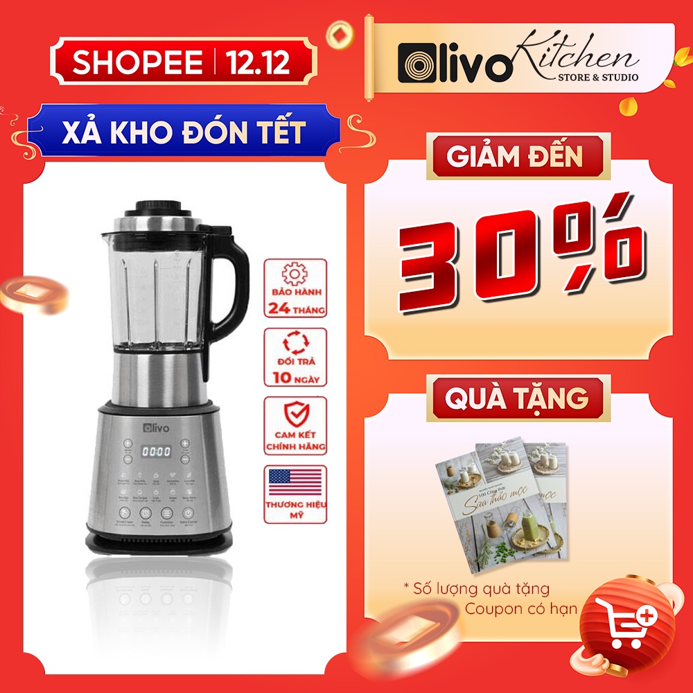 Máy Làm Sữa Hạt Olivo X20 - Công Suất 1800W - Độ Ồn Thấp - Bảo Hành 24 Tháng - Thương Hiệu Mỹ - Hàng Chính Hãng