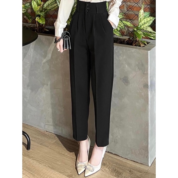 Quần Tây Nữ Lưng Cao 3 Cúc Cài Mặc Đi Học Làm Công Sở