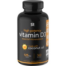 Sports Research Vitamin D3 125mcg Softgels, 360 Bars, 1 Pack