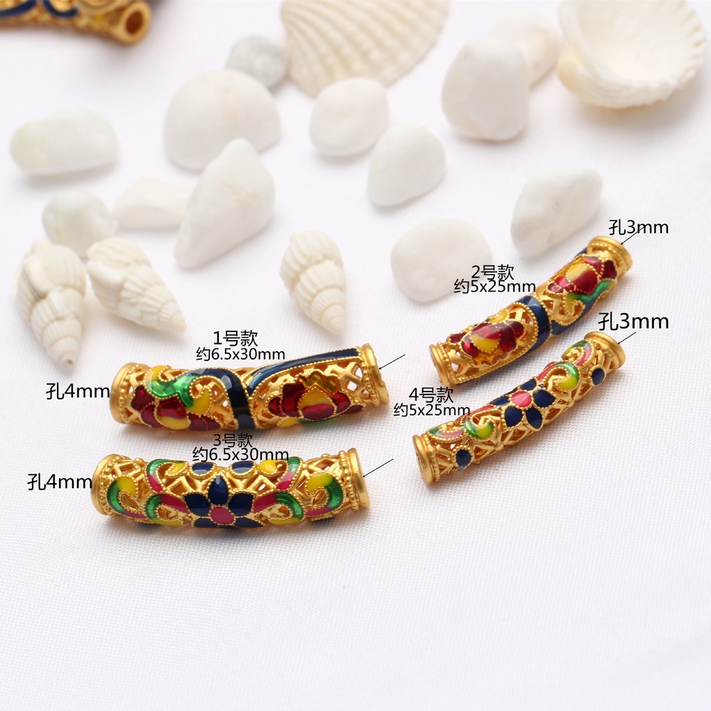 Set 5 Phụ Kiện Làm Trang Sức DIY Hình Hoa Sen / Khuỷu Tay Sáu Cánh Màu Đỏ / Xanh Dương / Đào Vàng Cổ Điển