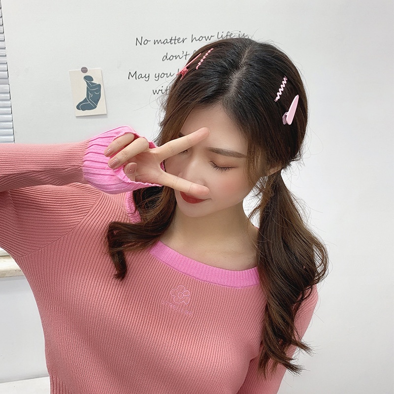 Set Kẹp Tóc Bốn Mảnh Màu Kẹo Ngọt Phong Cách Nhật Bản Dễ Thương Cho Nữ