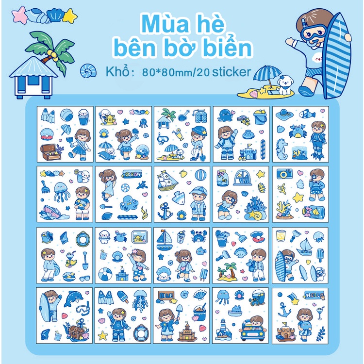 Sticker cute- quà tặng nhãn dán hoạt hình trang trí sổ tay, điện thoại,laptop