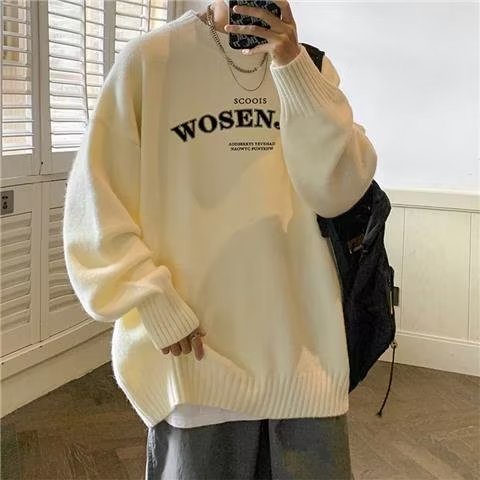 Áo Sweater Tay Dài Cổ Tròn Dáng Rộng Thời Trang Mùa Đông 2022 Cho Nam