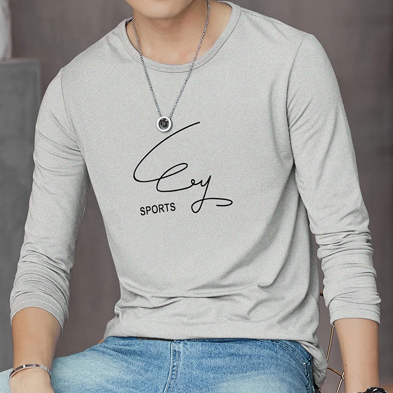 Áo Thun Tay Dài Cổ Tròn Thoáng Khí In Họa Tiết Thời Trang Cho Nam