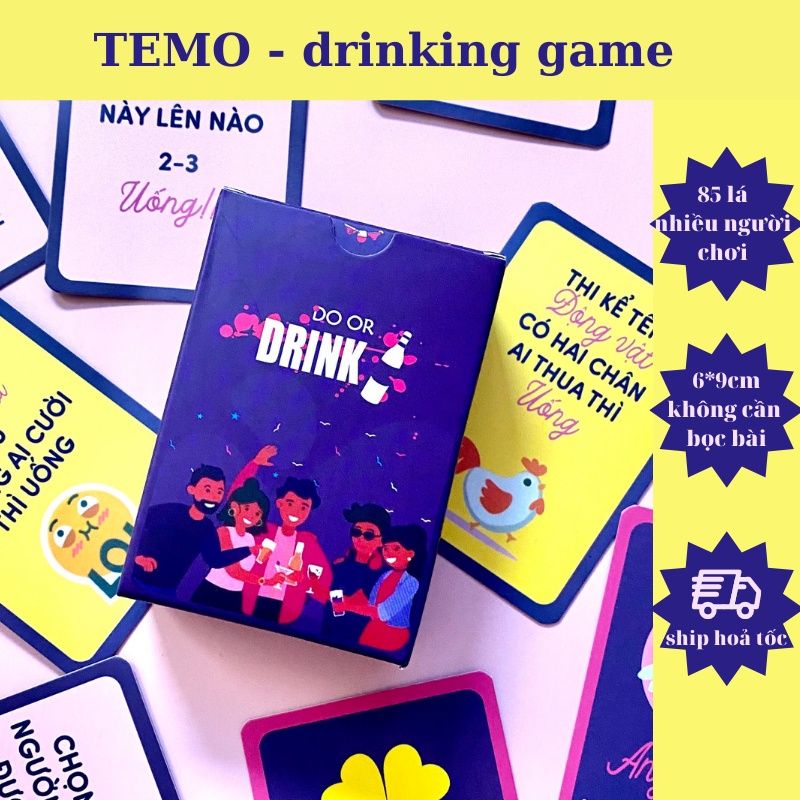 Bộ bài Drinking game huệ nốc out tổng hợp 83 lá bài cho cặp đôi nhóm bùng nổ cuộc vui combo kèm hộp