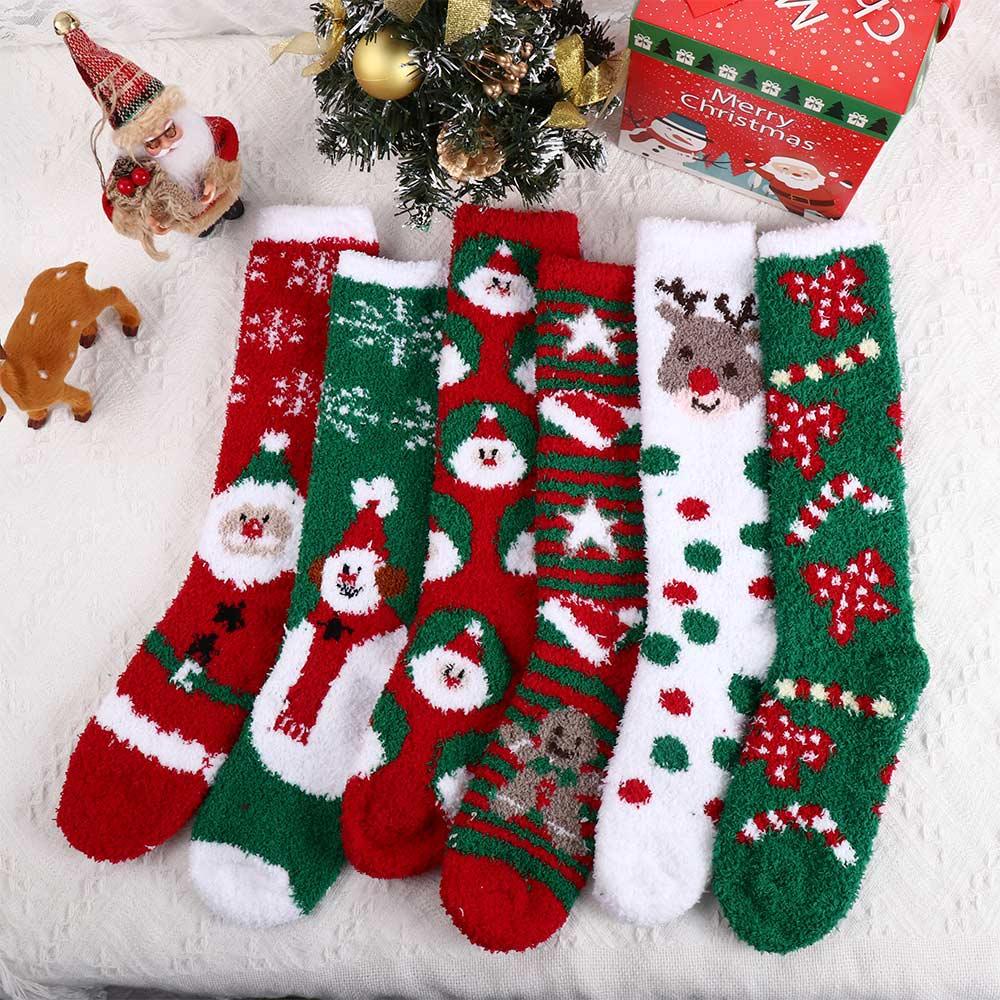 FORBETTER Vớ Dài Thoáng Khí In Họa Tiết Giáng Sinh Dễ Thương Phong Cách Hàn Quốc Cho Nữ