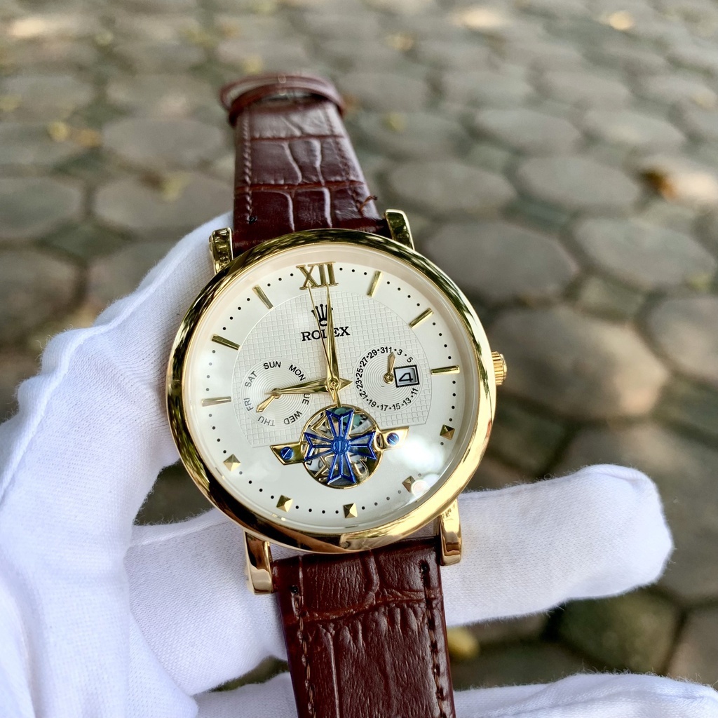 Đồng hồ rolex dây da cực đẹp, Có Lịch Ngày và Thứ, Sang trọng, Lịch Sự. Bảo hành 6 tháng