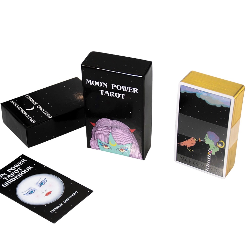 Bộ Bài Moon Power Tarot L8, Hộp Cứng, Thẻ Mạ Màu Vàng