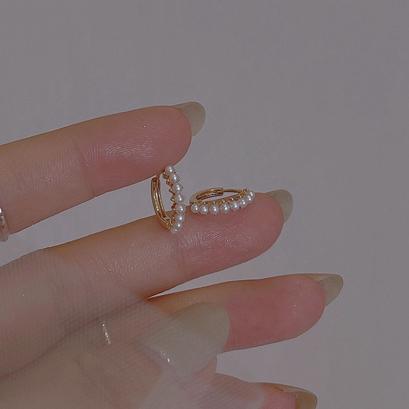 Set 2 khuyên tai 17KM mạ vàng đính ngọc trai giả thanh lịch dành cho nữ