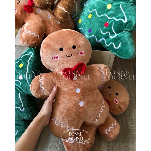 Gấu bông Giáng Sinh thêu hoạ tiết siêu mềm Bánh gừng và cây thông