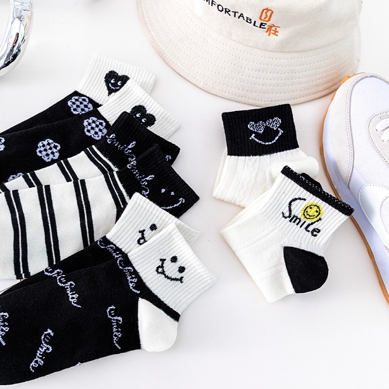 Vớ Ngắn Unisex In Họa Tiết Mặt Cười Dùng Làm Quà Tặng Sinh Nhật
