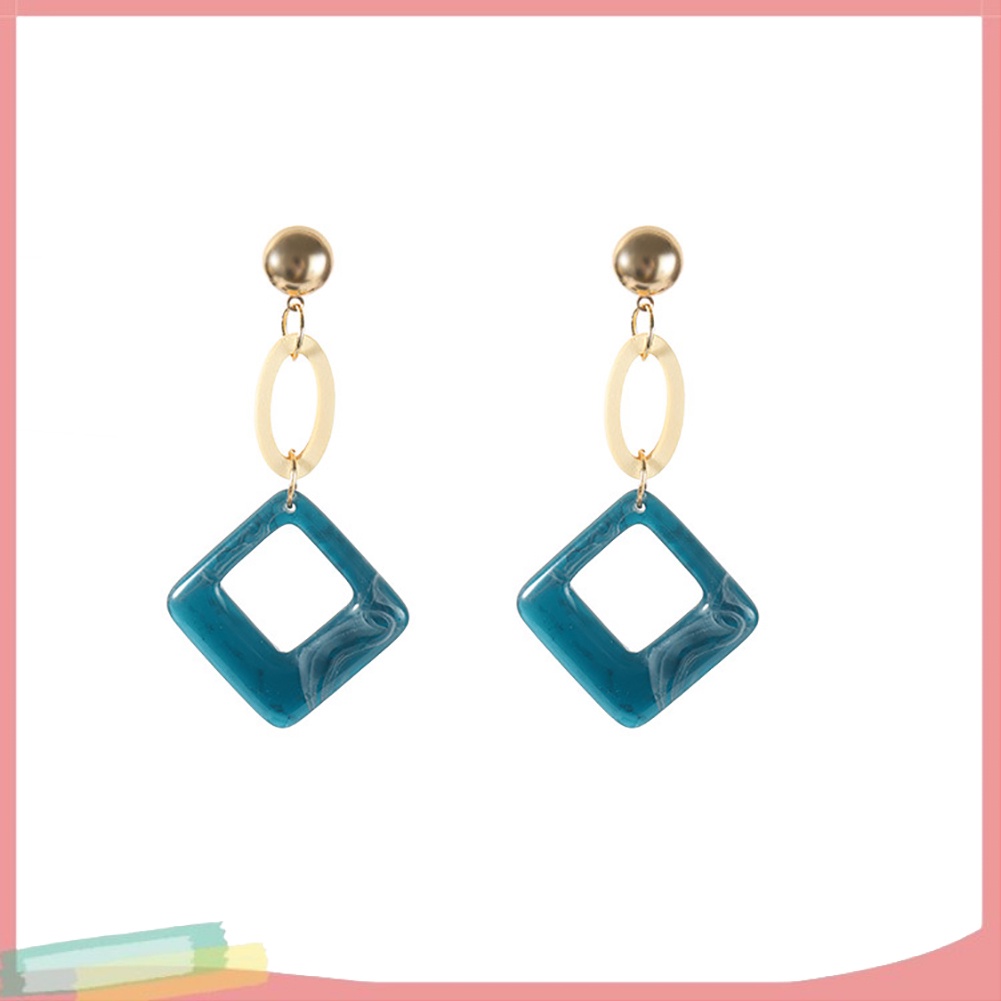 Khuyên tai dáng dài mặt hình thoi phong cách vintage