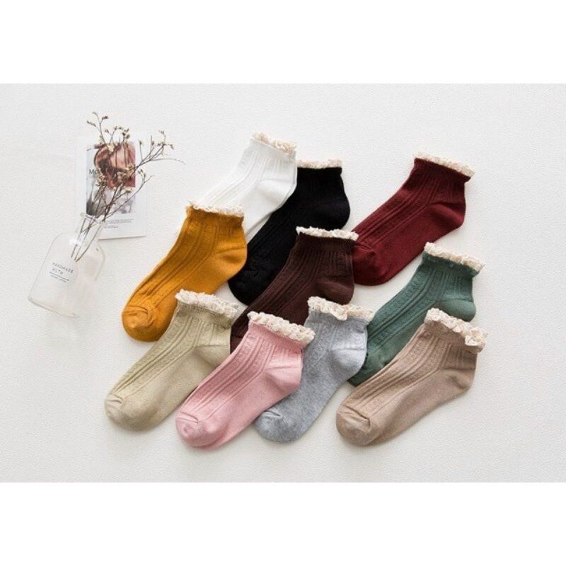 Set 5 Đôi Tất /Vớ Nữ Cổ ren bèo Hàn Quốc