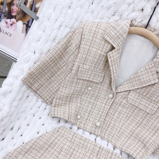 SET CROP DẠ CỔ VEST CHÂN VÁY