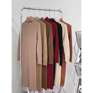 Đầm len body tăm cổ lọ