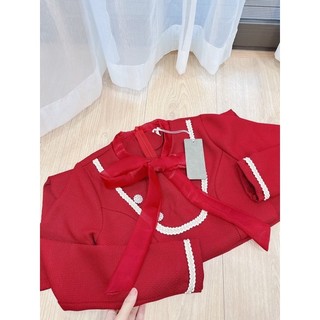Váy buộc nơ cổ mix dây trang trí